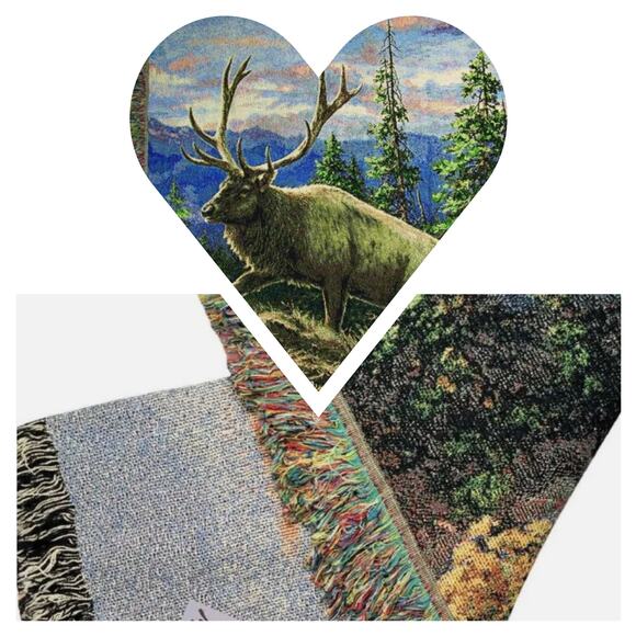 Siskiyou Bluff Elk Cotton Tapestry Throw Blanket Job 12:10 NEW Made in USA - Picture 10 of 11